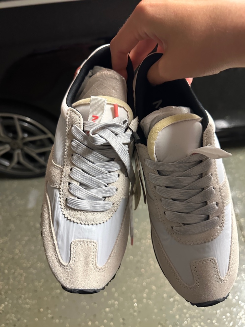 Mango Light Gray and White Low-Top Sneakers